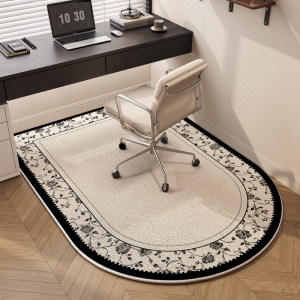 VIKAMA Wabi-Sabi Style Oval Rug Mat Non-Slip Durable Office Chair Protective Carpet Office Study Carpet Home Decoration