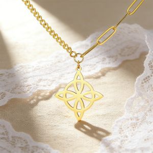 Witch Knot Pendant Stainless Steel Necklace Womens Fashion Retro Celtic Knot Necklace Anniversary Gift Jewelry Gift