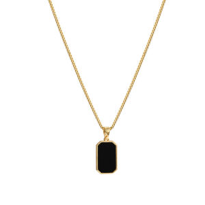 Minimalist 18K Gold Plated Necklace Black Enamel Necklace Stainless Steel Pendant Necklace for Women