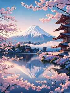 500 1000 1200 2000pcs Jigsaw Puzzle Mount Fuji With Blooming Cherry Blossoms And Lake Reflections For Adults Spring Lovers Gift