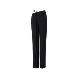Asymmetric High Waist Wide Leg Pants for Women Black Casual Trousers Multi-Piece Fold Design Street Style Spring 2025 New Arrival