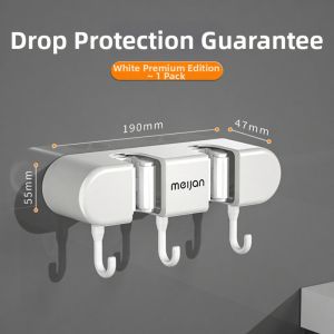 MEIJIAN | Wall Mount Broom Holder Strong Adhesive No Drill Installation