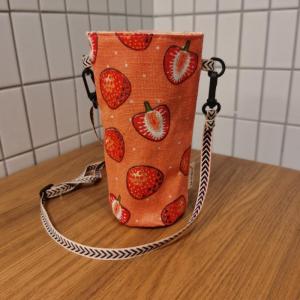 1Pcs Insulated Canvas Thermos Bag Water Bottle Cover Adjustable Crossbody Strap Floral Duck Print Cup Holder For Shopping〔CC11〕