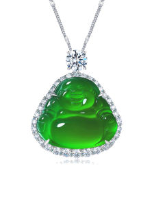 AILEQ | Natural Icy Green Jade Pendant Necklace
