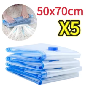 iosn | 5Pcs Vacuum Storage Bags for Home Vacuum Seal Compression Organizer Packets Space‑Saving Storage Bags for Clothes and Bedding