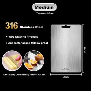 316 Stainless Steel Panel and Chopping Board Kitchen Household Thickened Double Sided Cutting Board Block Kneading Dough Board