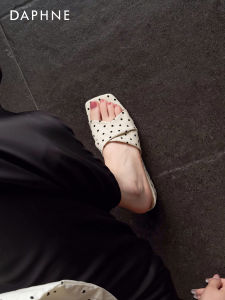 Daphne | Comfortable Summer French Dot Peep Toe Wedge Sandals