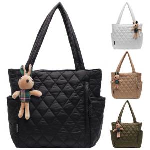 Womens Quilted Diamond Lattice Tote Bag Spacious Multi-compartment Hobo Bag Suitable for Work and Shopping