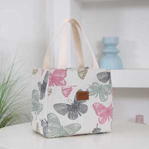 Thickened Canvas Lunch Bag Handheld Bento Box Bag Large Capacity Lunch Bag Cute Mommy Goes to Work with Rice Bag Handbag