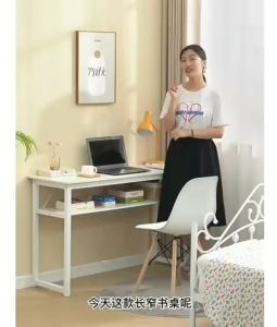 โต๊ะทำงาน โต๊ะ โต๊ะคอมพิวเตอร์ หน้าโต๊ะไม้ขนาด ขาเหล็กกล้าพ่นสีกันสนิม สีบีช ลายไม้ไวท์โอ๊ค โต๊ะไม้ โต๊ะสำนักงาน desk