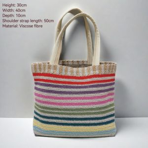 DaVee｜Handmade crochet bag viscose fibre voven bag Floral shopping bag beach bag Tote Shoulder Bag