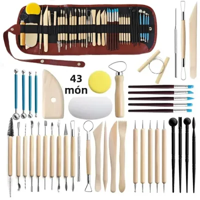 8-61 Chiếc Đồ Gốm Đất Sét Điêu Khắc Bộ Dụng Cụ Gốm Sứ Sáp Khắc Bộ Gỗ Silicon Thép Không Gỉ Nghệ Thuật Thủ Công Dụng Cụ Làm Mô Hình