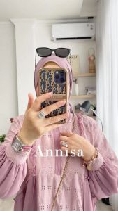 Zahira1808 Annisa Dress Bahan Katun Bolong Mix Ceruty Baby Doll Import Gamis Syari Murah Trendi Baju Syari Muslim Wanita Ibu Terlaris Baju Pesta Best Seller Gamis GLZ