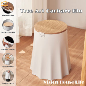 Vision Creative Trash Can with Press Bullet Cover Household Press Type Garbage Can Kitchen Dustbin Living Room Sorting Bin Bathroom Waste Bin Paper Basket Storage Box