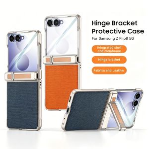 Cho Samsung Galaxy Z Lật 8 Trường Hợp Với Mặt kính bảo vệ màn hình & Bản Lề Bảo Vệ & Hidden Chân Đế & Non-Slip PU Leathe Kết Cấu cứng chắc chắn PC Chống Sốc Trường Hợp