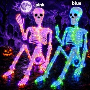 90cm Light up Skeleton Realistic Skulls with led Light Halloween Holiday Party Decoration for Outdoor Indoor Yard Lawn Graveyard