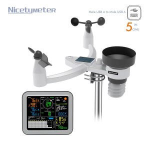 ⭐⭐⭐5-In-1 Monitoring Wind Speed Wind Direction Rainfall Temperature Humidity Wireless Multi-function Weather Station Data Analytics