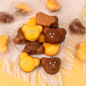 Trendy Bear Head Cake Individual Packaging Baked Snacks Dessert Paper Cup Biscuits Bear Head Decoration Crisp Biscuits