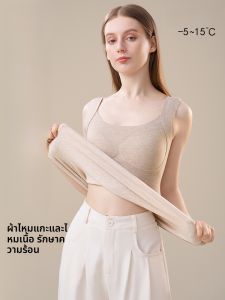 MiiOW | เสื้อกั๊กขนแกะหนาแบบสวมใส่สบายสำหรับผู้หญิงในฤดูใบไม้ร่วงและฤดูหนาว เสื้อคลุมแบบมีฮู้ดแบบสวมใส่สบาย ผ้าขนแกะผสม