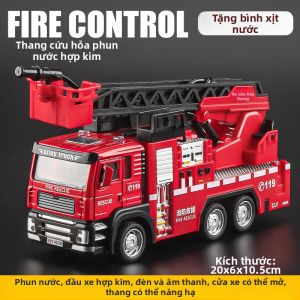 XINGXINGKEJIAO | Mô Hình Xe Cứu Hỏa Điện Tử Hợp Kim Phun Nước Thang Máy