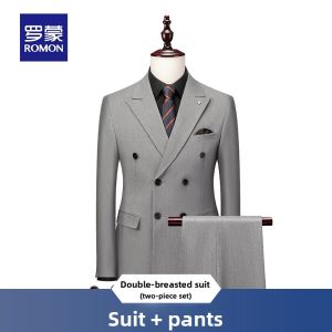 ROMON | Mens Business Casual Slim Fit Wedding Suit Set 3 Pieces