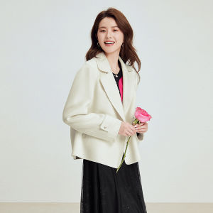 Koradior | Autumn Short Wool and Silk Blend Oversized Tailored Coat