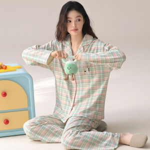 Bộ đồ ngủ MiiOW cho nữ làm  vải cotton nguyên chất tay dài quần dài