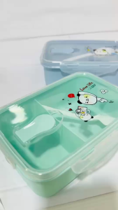 กล่องใส่อาหาร  กล่องข้าว กล่องใส่อาหารพลาสติก กล่องข้าวพกพา  ฝาปิดแน่น คละสี สำหรับเด็ก