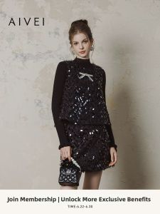 AIVEI | Shining Sequin Underneath Tank Knitted Top Two-piece