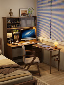 DONGMU | Corner Rotatable Study and Office Table with Bookshelf and Storage Foldable