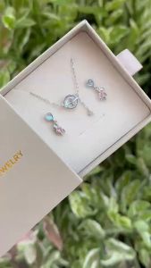 ต่างหูเงินแท้ 925 จี้ต่างหูหมีห้อย สไตล์น่ารัก ประดับเพชร CZ pink