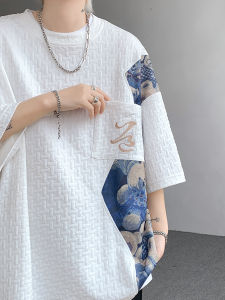 Loose Fit Summer Short Sleeve T-Shirt for Men Embroidered Bear Pattern Casual Comfortable Polyester Tee Youth Fashion Brand