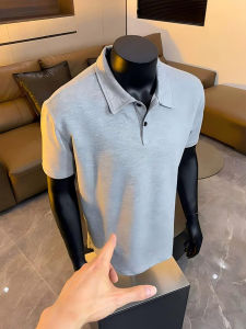 Gray Heavyweight Hard Shoulder Mens Polo Shirt Summer American Collar T-Shirt Short Wide Fit High-End Half Sleeve Clean Fit
