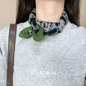 Palm Edged Small Square Scarf Tie Dye Stripe Cotton Linen Fabric Fashionable Decorative Accessory for Men And Women