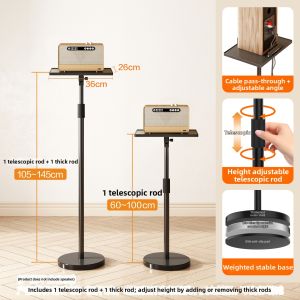 Adjustable Bluetooth Speaker Stand Portable Low Profile Support