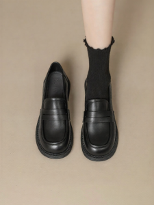 Josiny | Flat Loafer Shoes Classic British Style Black