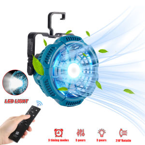 （Quà Tặng）Yofidra®Quạt Cắm Trại Pin 128Vf Với Đèn LED 3 Bánh 9W 300Lumen Đèn Làm Việc Thích Hợp Cho Makita Pin 18V Quạt Tay Cầm Xách Tay Có Điều Khiển Từ Xa Hồng Ngoại