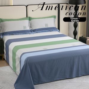 Striped 100% Cotton Bed Sheet for 1.5m 1.8m Beds