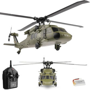 K170 RC Helicopter UH-60L 2.4G 4CH 6-Axis Gyro Brushless Motor Military Green RC Aircraft Drone Toys