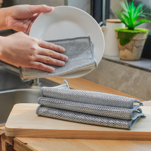 Kitchen Steel Wire Dishwashing Cloth Washing Rags Multifunctional Non-Scratch Silver Wire Dishcloth