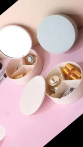 HTF  Makeup & Jewelry Organizer Box with Vanity Mirror - Storage Case for NecklaceBraceletEarrings