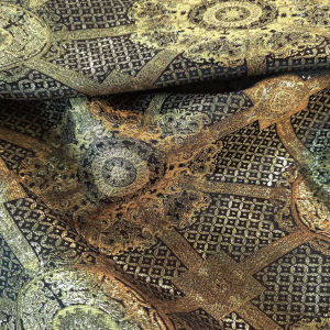 Vải Thêu Lụa Đen Vàng Phong Cách Trung Hoa Mới Áo Vest Áo Khoác Áo Dài Vải Thêu Lụa Lụa Pha Polyester Vàng