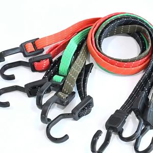 1M/1.2M Elastic Cargo Bundling Strap with Hooks Flat Luggage Strong Strap Bike Cargo Fixed Tool