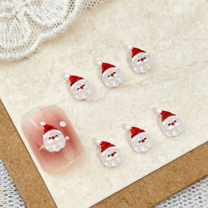 10pcs MIni Cartoon Winter Nails Charms Bulk Cute Christmas Hat Snowman Gifts Resin Nail 3D Decoracion DIY Nails Art Accessories
