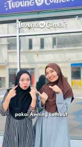 Tudung Sekolah Hitam Black Awning Lembut Lycra Korea By Tudung Si COmel