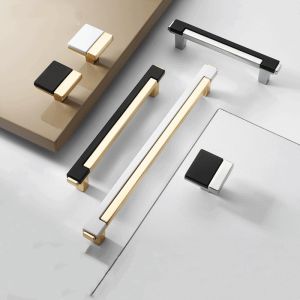 Cabinet Door Handle Zinc Alloy Kitchen Drawer Handles Closet Handle Knobs For Furniture White Gold 96mm