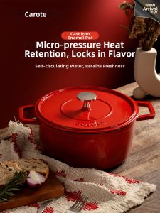 CAROTE | Cast Iron Enamel Pot For Cooking Stewing Soups