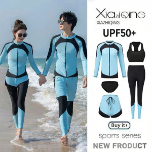 XIAZHIQING | Large Size Sun Protection Jellyfish Proof Separable Zipper Long Sleeve Trousers Swimsuit