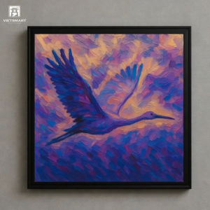 Tranh Nghệ thuật "Chim Hạc Tím" VIETSMART ART - Sơn dầu 60 x 70cm
