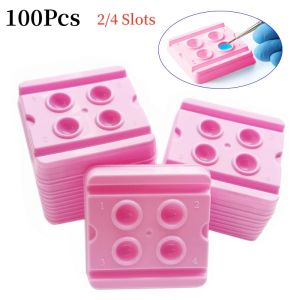 100Pcs Dental Mixing Wells Disposable Denture Processing Mixing Trays 2/4 Slots Composite Material Plastic Palette Dentist Tools